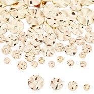 Elite 40Pcs 4 Style Brass Beads, Textured, Flat Round, Real 18K Gold Plated, 4~10x1mm, Hole: 1mm, 10pcs/style(KK-PH0009-08)