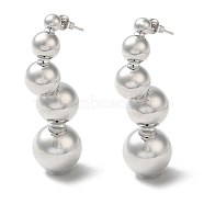 Rack Plating Brass Round Ball Dangle Stud Earrings, Long-Lasting Plated, Platinum, 43x13.5mm(EJEW-Q786-04P)