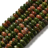 Natural Unakite Beads Strands, Saucer Beads, Rondelle, 6.5x3mm, Hole: 1mm, about 118~119pcs/strand, 15.35''(39cm)(G-Z030-A09-01)