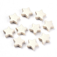 Spray Painted Acrylic Beads, Rubberized Style, Star, Pale Goldenrod, 10.5x11x4mm, Hole: 1.5mm, about 2250pcs/500g(MACR-T037-06A)