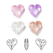 K9 Glass Rhinestone Cabochons, Point Back & Back Plated, Faceted, Heart, Mixed Color, 13x12x5mm(RGLA-M016-E01-DE)
