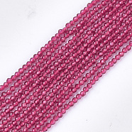 Synthetic Quartz Crystal Beads Strands, Dyed, Faceted, Star Cut Round Beads, Deep Pink, 2mm, Hole: 0.5mm, about 215pcs/strand, 14.7 inch(G-T119-05F)