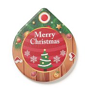 Christmas Porcelain Coasters, Cork Bottom Cup Mats, Teardrop, Red, 108~109x92~93x7.5~8mm(HOUS-D001-01D)