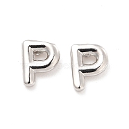 Brass Hollow Out Initial Letter Stud Earrings for Women, Platinum, Lead Free & Cadmium Free, Letter.P, 7x5.5x1.5mm, Pin: 0.8mm(EJEW-A044-01P-P)