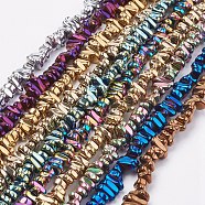Electroplated Non-magnetic Synthetic Hematite Beads Strands, Nuggets, Mixed Color, 4~6x5~12x3mm, Hole: 0.7mm, about 100pcs/strand, 15.7 inch(40cm)(G-P367-G)