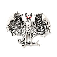 Halloween Bat Tibetan Style Zinc Alloy Brooches for Backpack Clothes, Antique Silver, 32x40.5mm(JEWB-S025-15B)