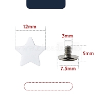 Alloy Star Screw Rivets, for Clothes Bag Shoes Leather Craft, White, 12mm(PW-WG20045-06)