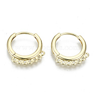 Brass Huggie Hoop Earring, with 7 Loops, Nickel Free, Ring, Real 18K Gold Plated, 17x16x2mm, Hole: 1.2mm, Pin: 0.9mm(KK-N227-61-NF)