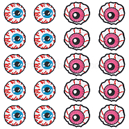 20Pcs 2 Style Bloody Eye Iron on/Sew On Patches, Cloth Appliques, Mixed Color, 49~54x50~60x1~1.5mm, 10pcs/style(PATC-FG0001-85)