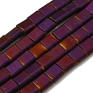 Electroplated Non-magnetic Synthetic Hematite Beads Strands, Square, Matte Style, 2-Hole, Purple, 6x6x3mm, Hole: 1.2mm, about 69pcs/strand, 15.55 inch(39.5cm)(G-C106-A01-15)