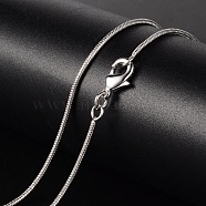 Brass Necklaces, Round Snake Chain, with Lobster Clasp, Platinum, 17.52 inch, 1.2mm(X-MAK-K003-08P)