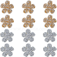 12Pcs 2 Colors Flower Hotfix Rhinestone, Resin Rhinestone, Costume Accessories, Sewing Craft Decoration, Mixed Color, 50x51x2.5mm, 6pcs/color(DIY-CP0009-64)
