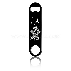 430 Stainless Steel Bottle Openers, Laser Cut, Rectangle, Mushroom, 178x40x2mm(AJEW-WH0259-031)