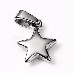 304 Stainless Steel Charms, Star, Stainless Steel Color, 13.5x10.5x3.5mm, Hole: 6x3mm(STAS-I127-067P)