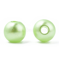 Spray Painted ABS Plastic Imitation Pearl Beads, Round, Pale Green, 6x5.5mm, Hole: 1.8mm, about 4540 pcs/500g(OACR-T015-05A-10)