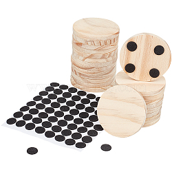 CREATCABIN 30Pcs Wooden Cup Mats, Heat Resistant Pot Mats, with 60Pcs Round Self EVA Foam Adhesive Feet Bumpers, for Home Kitchen, BurlyWood, 50x5mm(AJEW-CN0002-10)