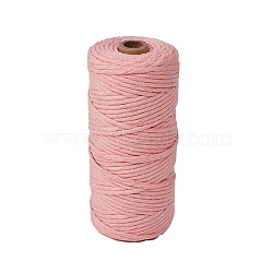 Cotton Macrame Cord, Round Macrame Rope for Wall Hangers, Boho Decorations, DIY Macrame Craft, Misty Rose, 3mm, about 109.36 Yards(100m)/Roll(PW-WGCB793-41)