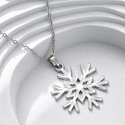 Snowflake 304 Stainless Steel Pendant Necklaces, Stainless Steel Color, 17.91 inch(45.5cm)(NJEW-M096-07P)