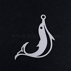 Tarnish Resistant 201 Stainless Steel Pendants, Dolphin, Stainless Steel Color, 23x22x1mm, Hole: 1.5mm(STAS-S105-JN372-1-22)