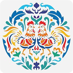 PET Hollow Out Drawing Painting Stencils, for DIY Scrapbook, Photo Album, Rooster Pattern, 30x30cm(DIY-WH0383-0042)