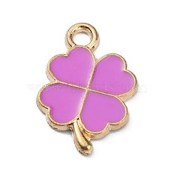 Alloy Enamel Pendants, Golden, Clover, Orchid, 18x12x1.3mm, Hole: 1.8mm(ENAM-CJC0006-45E)