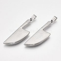 304 Stainless Steel Big Pendants, Kitchen Knife Shape, Stainless Steel Color, 53x16.5x4mm, Hole: 6.5x4mm(STAS-T045-25P)