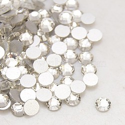 Glass Flat Back Rhinestone, Grade A, Back Plated, Faceted, Half Round, Crystal, SS4, 1.5~1.6mm, 1440pcs/bag(RGLA-C002-SS4-001)