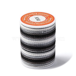 Segment Dyed Twisted Waxed Polyester Cord, Round, Black, 1mm, about 12.03 Yards(11m)/Roll(YC-C003-01F)