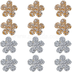 12Pcs 2 Colors Flower Hotfix Rhinestone, Resin Rhinestone, Costume Accessories, Sewing Craft Decoration, Mixed Color, 50x51x2.5mm, 6pcs/color(DIY-CP0009-64)