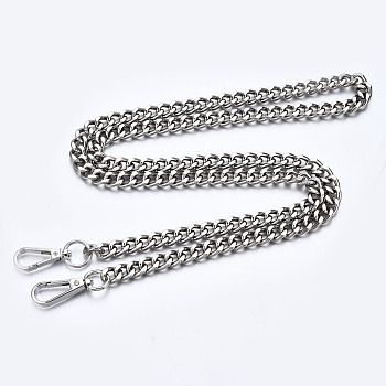 Bag Chains Straps, Iron Curb Link Chains, with Alloy Swivel Clasps, for Bag Replacement Accessories, Platinum, 1190x11mm