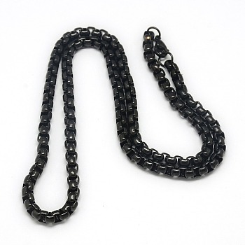 Trendy Men's 201 Stainless Steel Box Chain Necklaces, with Lobster Claw Clasps, Gunmetal, 23.62 inch(60cm), 5mm
