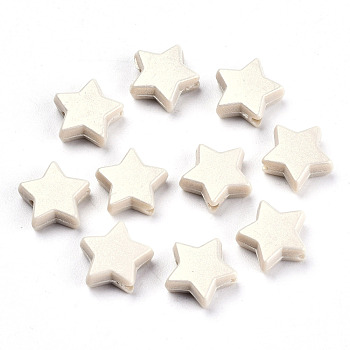 Spray Painted Acrylic Beads, Rubberized Style, Star, Pale Goldenrod, 10.5x11x4mm, Hole: 1.5mm, about 2250pcs/500g