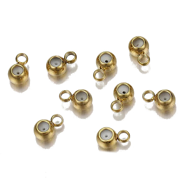 Stainless Steel Tube Bails, Loop Bails, with Rubber Inside, Round, Golden, 4mm, Hole: 1mm