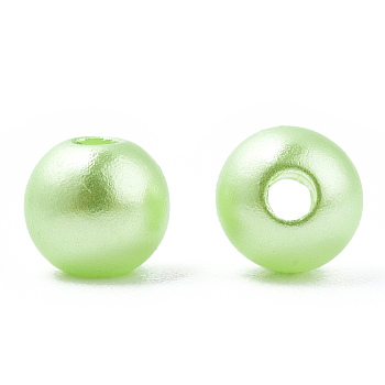 Spray Painted ABS Plastic Imitation Pearl Beads, Round, Pale Green, 6x5.5mm, Hole: 1.8mm, about 4540 pcs/500g