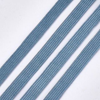 Corduroy Fabric Ribbon, Polyester Ribbon, For DIY Hair Bow Making, Steel Blue, 10mm, about 100yard/roll(91.44m/roll)