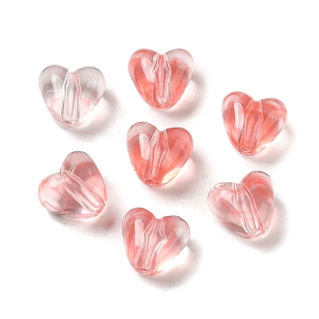 Transparent Acrylic Beads, Heart, Salmon, 9.6x10.5x7mm, Hole: 1.8mm, about 1120pcs/500g