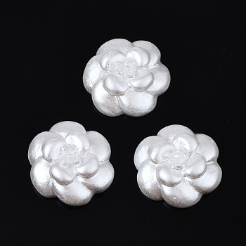 Opaque Resin Cabochons, Flower, White, 15x15x5mm