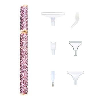 6-Style Head Plastic Diamond Painting Point Drill Pen, Diamond Painting Tools, Pink, 60x220x15mm