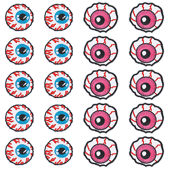 20Pcs 2 Style Bloody Eye Iron on/Sew On Patches, Cloth Appliques, Mixed Color, 49~54x50~60x1~1.5mm, 10pcs/style