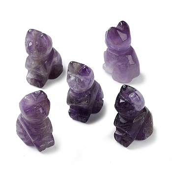 Natural Amethyst Carved Healing Figurines, Reiki Energy Stone Display Decorations, Cat, 18x12~12.5x25mm
