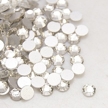 Glass Flat Back Rhinestone, Grade A, Back Plated, Faceted, Half Round, Crystal, SS4, 1.5~1.6mm, 1440pcs/bag
