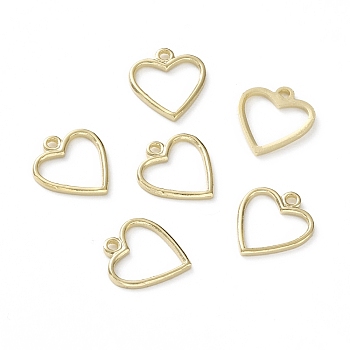 Brass Charms, Long-Lasting Plated, Heart, Real 24K Gold Plated, 11.5x10x1mm, Hole: 1.2mm