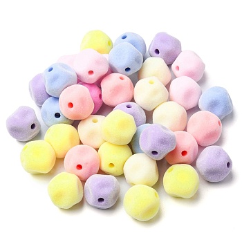 Flocky Acrylic Beads, Mixed Color, 15.5~16x15.5mm, Hole: 2.5mm