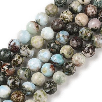 Natural Larimar Beads Strands, Round, 6mm, Hole: 0.7mm, about 62pcs/strand, 15.43''(39.2cm)
