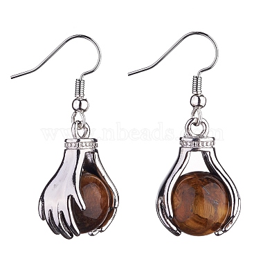 Natural Tiger Eye Palm Dangle Earrings(EJEW-A092-09P-17)-3
