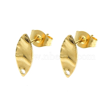 Real 18K Gold Plated Horse Eye 304 Stainless Steel Stud Earring Findings