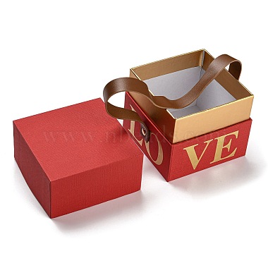 正方形の愛のプリントの段ボール紙のギフトボックス(CON-G019-01A)-3