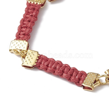 Braided Waxed Polyester Rectangle Link Chain Bracelets(BJEW-JB10000-04)-3
