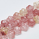 Carved Cherry Quartz Glass Beads Strands(G-T122-08K)-1