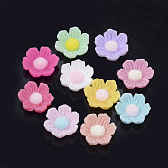 Opaque Resin Cabochons, Flower, Mixed Color, 13x13x4.5mm(CRES-S304-12)